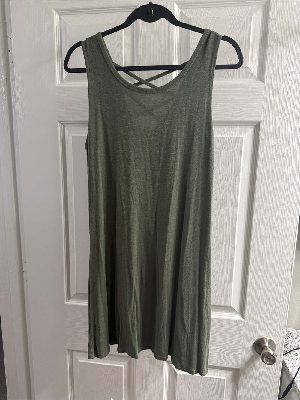 Olivia Rae Olive Sleeveless Midi Dress with Crossback Straps